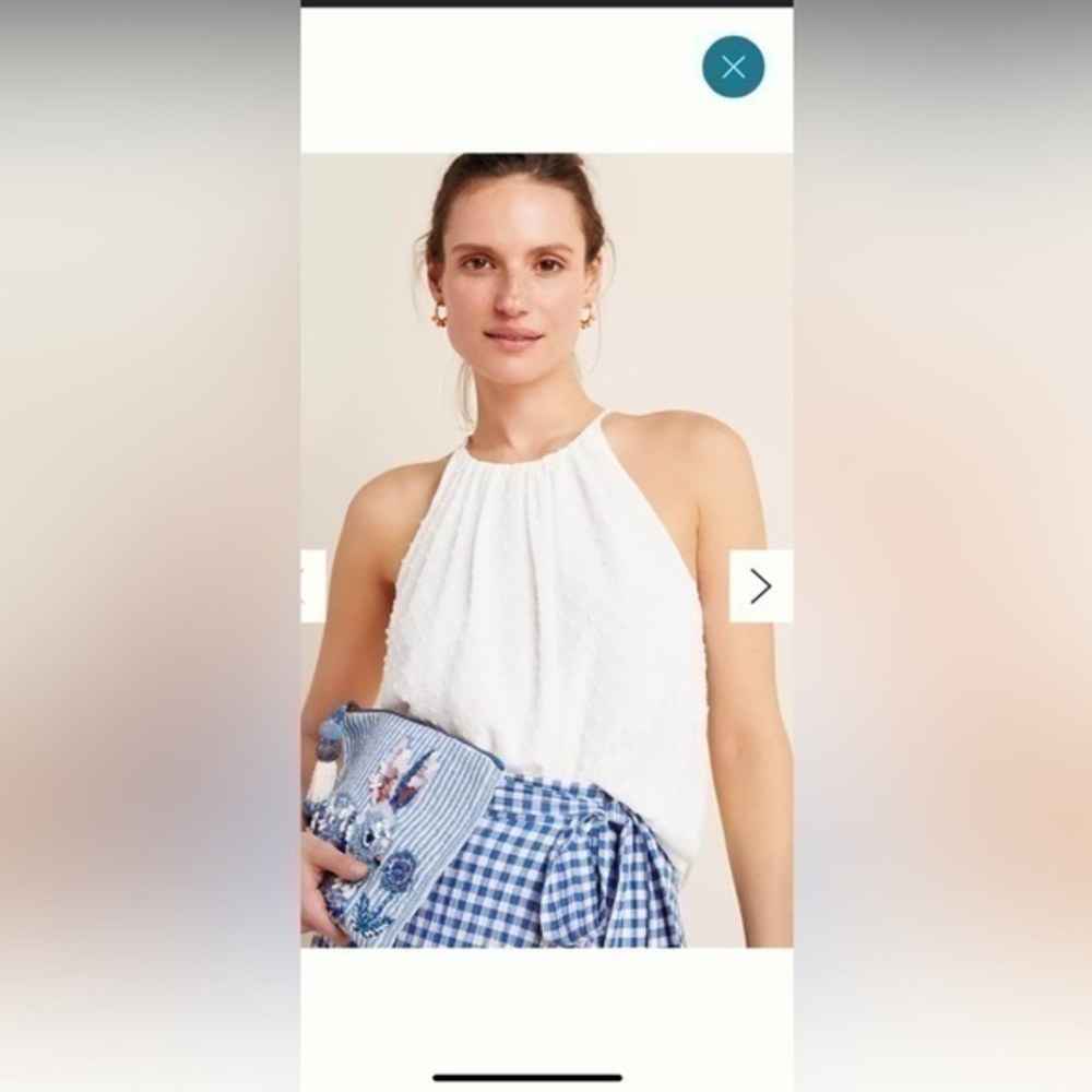 ANTHROPOLOGY Sunday in Brooklyn  Sleeveless White Tunic Top hollis clip dot lg